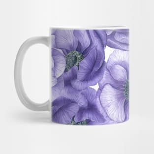 Violet anemone flowers watercolor pattern Mug